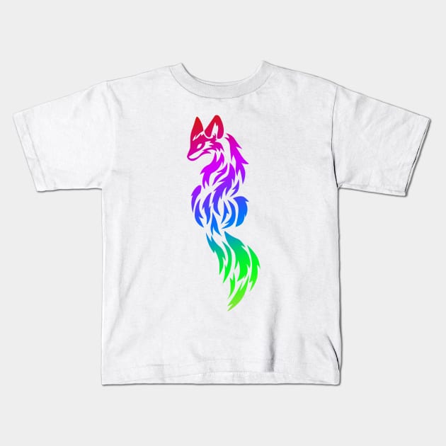 Rainbow Fox Tribal Tattoo Kids T-Shirt by BiscuitSnack